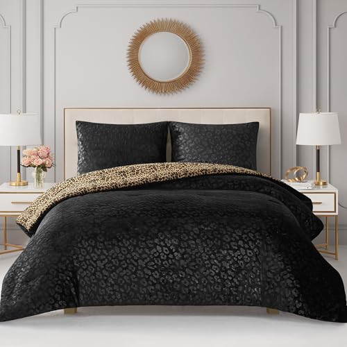 Juicy Couture Embossed Leopard with Royal Leopard Reversible Twin/Twin XL Comforter Set - 2 Piece Stylish Bedding Ensemble