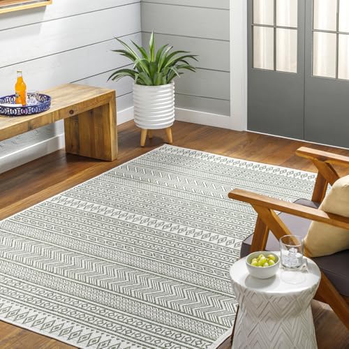 Livabliss Mimi Motril Indoor Outdoor Rug, Boho – 160x230 cm, Green & Ivory