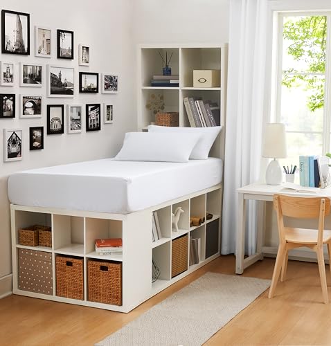Linen Closet Cotton Rich Twin/Twin XL Dorm Sheet Set with Bonus Phone Pocket, Starburst Dot