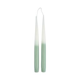 Set of 2 Candlestick Candles 26 cm Arty Tie And Dye White and Celadon