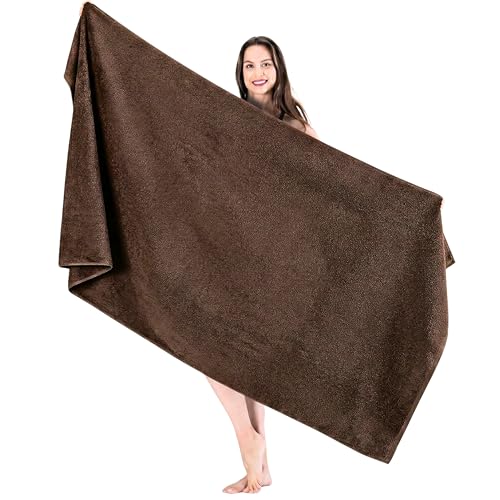 "SALBAKOS Luxury Hotel and Spa Turkish Cotton Eco-Friendly Washcloth Set for Bath 40"" x 80"" Bath Sheet 12 Pieces Chocolate"