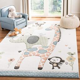 Safavieh Contemporary Rug for Living Room, Dining Room, Bedroom - Carousel Kids Collection, Short Pile, in Multicolored, 160 x 160 cm