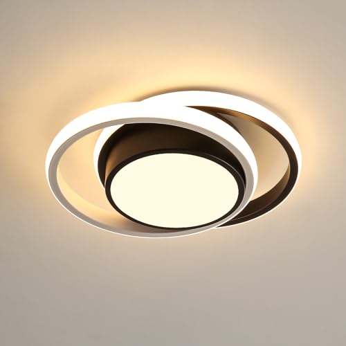 Comely LED Ceiling Lights, Modern LED Ceiling Lights 32W 2350LM, Warm White 3000K, Round Ceiling Lighting for Bedroom Hallway Balcony Corridor (Black) (Dia 27cm)