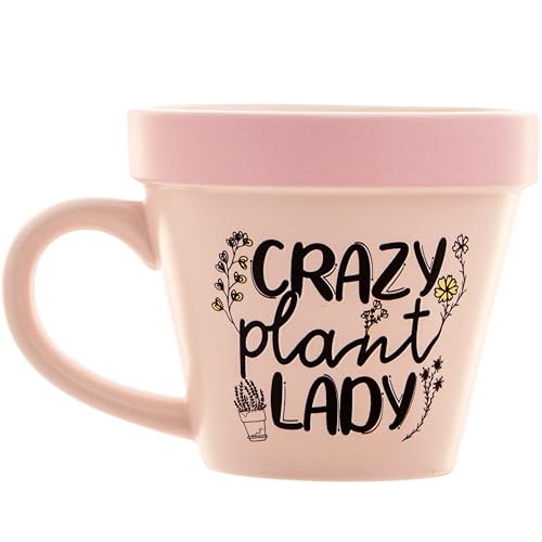 Boxer Gifts 'Crazy Plant Lady' Plant Pot Mug - Funny Gardening Gifts for Women - Houseplant Gift for Plant Lovers - Garden Present for Mum On Christmas & Birthday, Pink