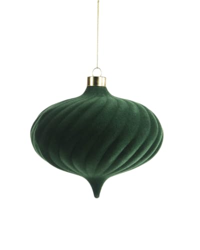Sage Green Spiral Velvet Christmas Bauble 15 cm, Extra Large Tree Ornament