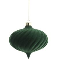 Sage Green Spiral Velvet Christmas Bauble 15 cm, Extra Large Tree Ornament