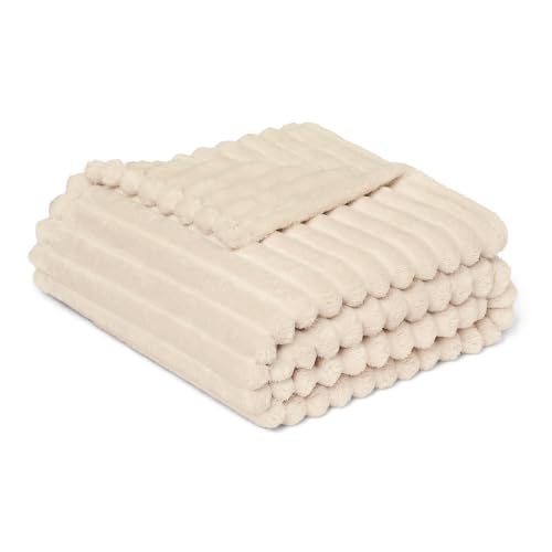 Amazon Basics Extra Plush Throw Blanket for Couch & Bed - Soft Lightweight Fleece Blanket,Taupe, 50x60 Inches
