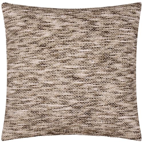 Yard furn Malvern Feather Filled Cushion – Soft Touch Jacquard Chenille Minimalist Decorative Pillow (Brown – 45x45cm)