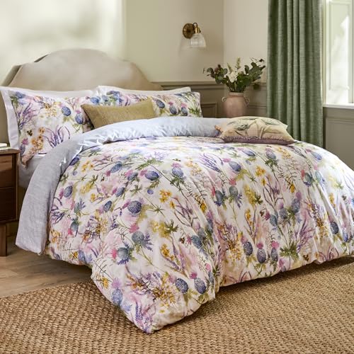 Voyage Maison Cluaran Duvet Cover Set – Highland Thistle Watercolour Country Cotton (Multicolour - Single)