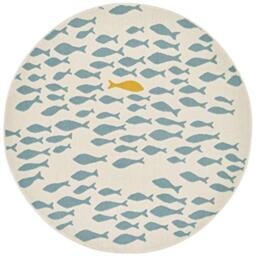 Zala Living Vini Rug Children's Room Round Rug - Boys and Girls Play Mat Fluffy Motif Rug Soft Pile for Playroom, Children's Room, Living Room - Cream Light Blue, Diameter 120 cm