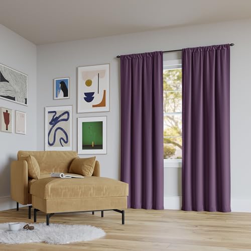 "Sun Zero Rianna Theater Grade Extreme 100% Blackout Rod Pocket Curtain Panel, 40"" x 63"", Amethyst Purple"