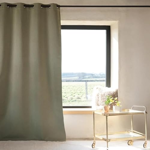 Phonic Thermal Blackout Curtain - 135 x 260 cm - Khaki - 8 Round Eyelets with Reinforcement Strip - Ready to Hang