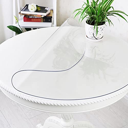 LinkGro Round Clear Table Protector - Vinyl Desk Pad Mat for Circular Furniture, Kitchen, Coffee End Tables - Glass Top Cover - Plastic Tablecloth Dia 24 Inch