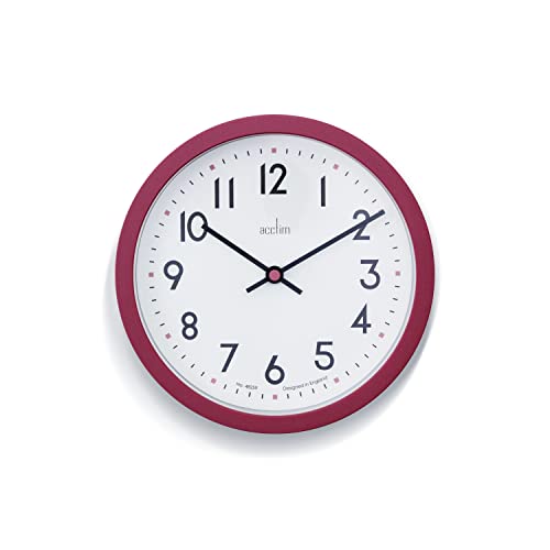 Acctim Elstow 20cm Wall Clock Clay, Small Kitchen Clock with Glass Lens, Battery Operated Analog Wall Clock for Home Office, Living Room, Bedroom and Indoor Use