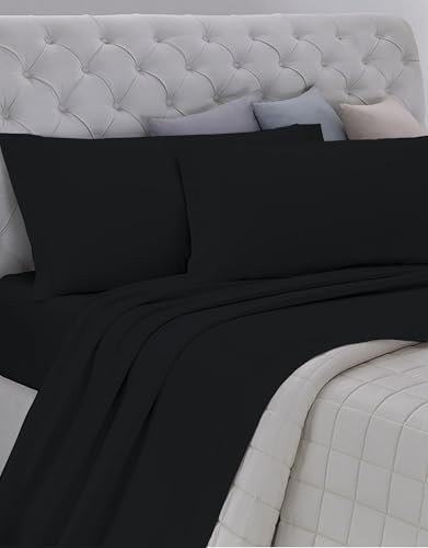 "GEMITEX Cotton Bed Set, 100% Cotton, Breathable, Free of Harmful Substances, Certified Quality Standard 100 by OEKO-TEX ""Confidence in Textile"", Double Size, Black Colour, Designed in Italy"