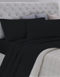 "GEMITEX Cotton Bed Set, 100% Cotton, Breathable, Free of Harmful Substances, Certified Quality Standard 100 by OEKO-TEX ""Confidence in Textile"", Double Size, Black Colour, Designed in Italy"