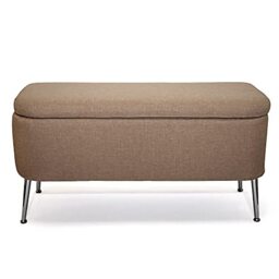 FWStyle Royal Flat Linen Fabric Coated Ella Ottoman Storage Bench, 46 cm x 90 cm x 35 cm Size, Brown