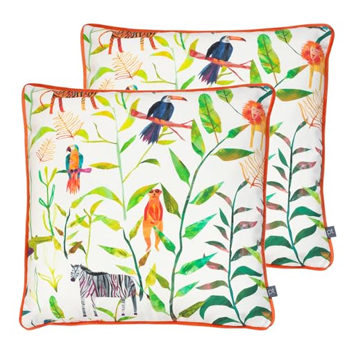 Prestigious Textiles Hide + Seek Kids Feather Filled Cushion - Twin Pack, Jungle, 43 x 43cm