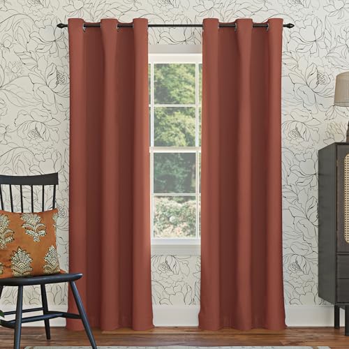 "Sun Zero Easton Energy Saving Blackout Grommet Curtain Panel, 40"" x 63"", Terracotta Orange"