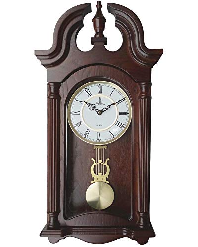 Pendulum Wall Clock Battery Operated - Hanging Grandfather Clock - Quiet, Wood Design for Living Room, Office & Home D??cor - 23.5x9 Inch Gift