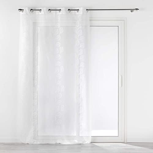 Douceur d'Intérieur Edenia White Sandblasted Embroidered Eyelet Curtain 140 x 240 cm