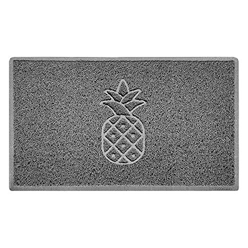 Nicoman Pineapple Embossed Shape Door Mat Dirt-Trapper Jet-Washable Doormat-(Use Outdoor ONLY)- (75x44cm/29.5x17.3inches, Medium) Grey