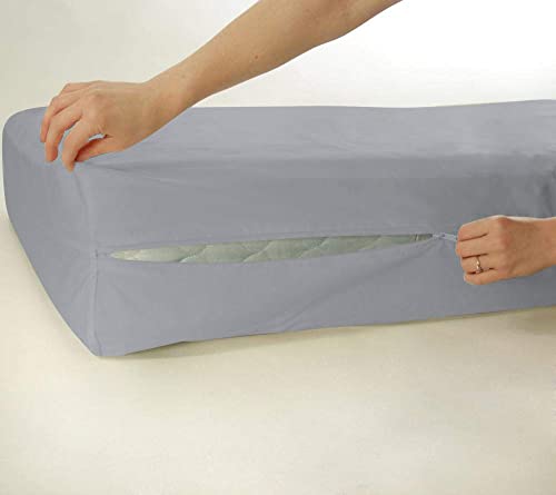 Full Size Armless Futon Covers - 100% Cotton 400 Thread-Count Futon Slipcovers - Zippered Couch Cover Sofa Bed Protector, Sleeper Sofa Cover, Machine Washable, Sky Blue