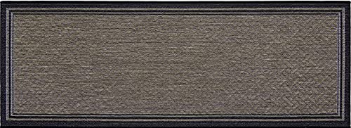 Gertmenian Indoor Outdoor Classic Flatweave Area Rug, Stain & UV Resistant Carpet, Deck, Patio, Poolside & Mudroom, 2x6 Ft Runner, Simple Border, Black Nut Brown, 21994