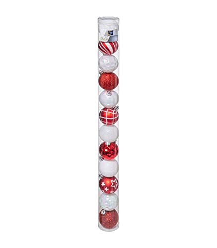 FEERIC CHRISTMAS - Set of 12 Christmas Baubles D 6 cm – Red and White