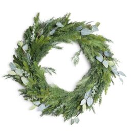 SHATCHI Wreath PE Material Artificial Green 100cm Christmas Real Touch Needles Fire-Resistant Pine Decor Wreath Bendable Wire Winter Door for Home Front Door Festive Decoration