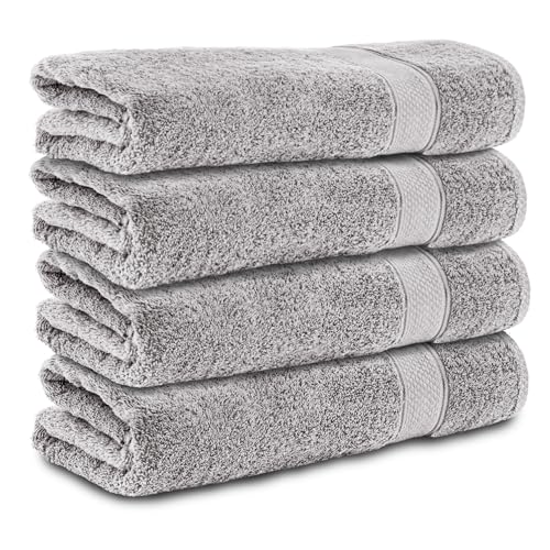 Komfortec Set of 4 Bath Towels 70 x 140 cm 100% Cotton 470 g/m² Terry Cloth Soft Silver