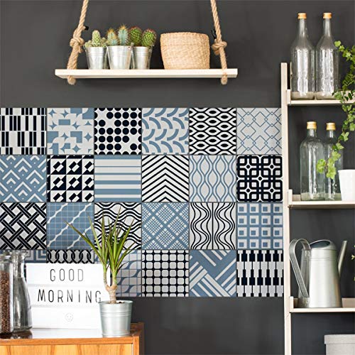 Ambiance Sticker Self-Adhesive Decorative Wall Decal Cement Tile for Bathroom and Kitchen Kiev - Pack of 9 Stickers of 15 x15 cm