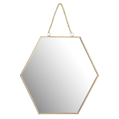WELL HOME MOBILIARIO & DECORACIÓN Honeycomb Wall Mirror, Gold Metal Structure 25 cm, Thickness 0.3 cm