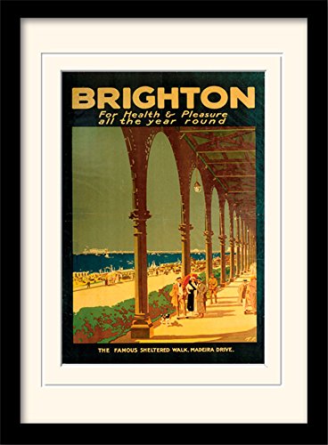 National Railway Museum MP10093P-PL Brighton-Sheltered Walk Mounted & Framed 30 x 40cm Print, MDF, Multi-Colour, 42 x 32 x 2.4 cm