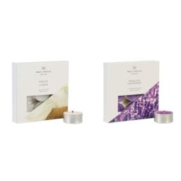 WAX LYRICAL Scented Tealight Candles, Box of 9, Fresh Linen, Silver & Scented Tealight Candles, Box of 9, English Lavender, Silver
