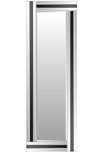 "Barcelona Trading Fiona Silver & Black Glass Framed Full Length Bevelled Wall Mirror 48""x16"" Large"