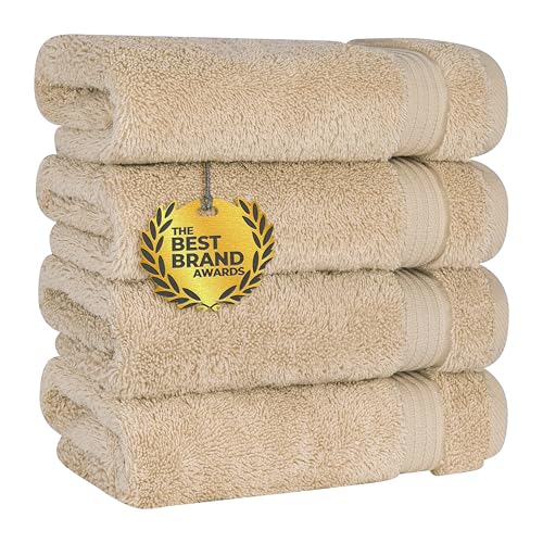 Cotton Paradise Hand Towels for Bathroom, 100% Cotton Turkish 4 Piece Hand Towel Set, Soft Absorbent Face Towels Clearance Set, Beige Hand Towels
