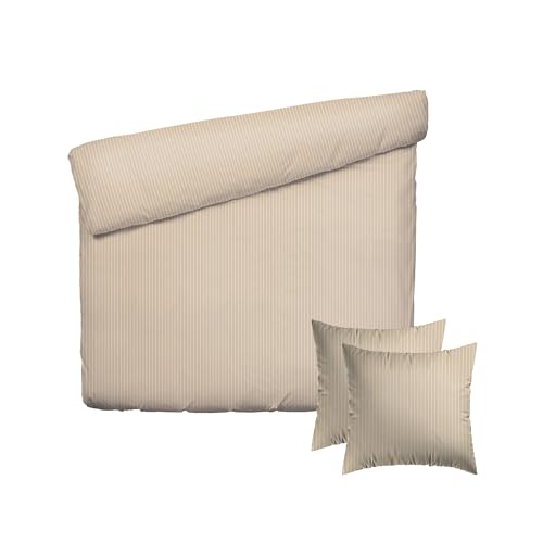 Pure Cotton 3-Piece Single Bed Linen Set - Duvet Cover 200 x 220 cm & 2 Pillowcases 80 x 80 cm - 100% Washed Cotton, Yarn Dyed Woven Fabric, 80 Threads/cm² - Oeko-TEX - Theodeline - Taupe