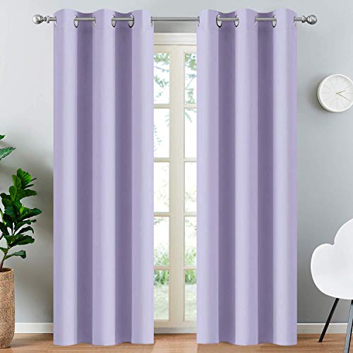 Yakamok Blackout Curtains for Bedroom - Grommet Thermal Insulated Room Darkening Curtains for Living Room, Set of 2 Panels (38 x 84Inch, Lilac)