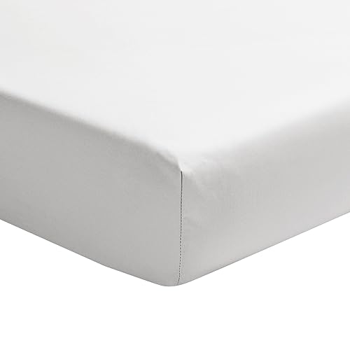 ESSIX Fitted Sheet, Cotton Satin, White, 140x190 cm