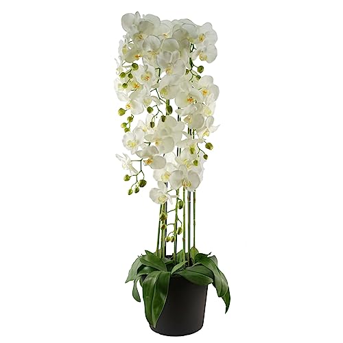 Leaf Design UK Realistic Artificial Orchid Flower Display in Pot, 110cm