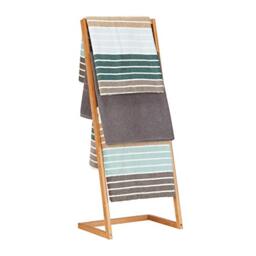 Relaxdays Towel Holder Freestanding with 4 Towel Rails, Bathroom Towel Stand, Bamboo, Butler, HWD: 100x40x30cm, Natural, Beige
