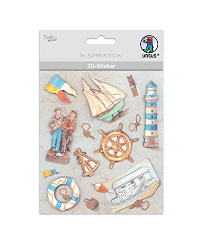 3D self-Adhesive Stickers Ideal for Card Making, Decorating Pendants, Gifts, and Decorating Fairy Lights, with Various Maritime Motifs.