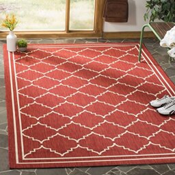Safavieh Trellis Indoor/Outdoor Woven Rectangle Area Rug, Courtyard Collection, CY6889, in Red / Beige, 160 X 231 cm for Garden, Patio or Any Outdoor Space