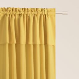 ROOM99 Curtain with Ruffle Tape Mia 140 x 280 cm Width x Height Sliding Curtains Modern Curtain Living Room Bedroom Mustard 1 Piece