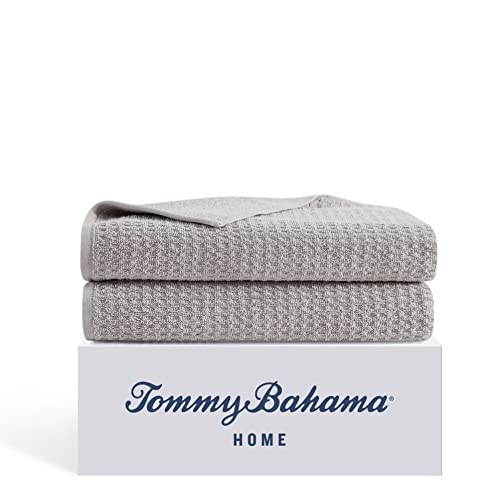 Tommy Bahama- Bath Sheet Set, Highly Absorbent Cotton Bathroom Decor, Low Linting & Fade Resistant, Oeko-Tex Certified (Northern Pacific Grey, 2 Piece)