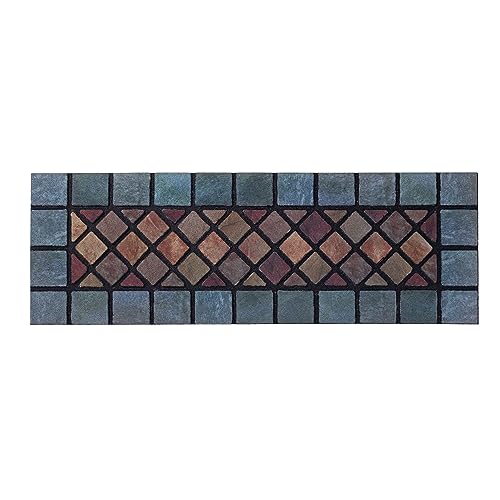 Nicoman Narrow Doormat Tiled Door Mat Barrier Eco-Friendly Heavy Duty Non-Slip Dirt Scraper For Indoor Outdoor Garden Shed Garage Entrance – (2 Pack, Blue Border, 75 x 25cm)