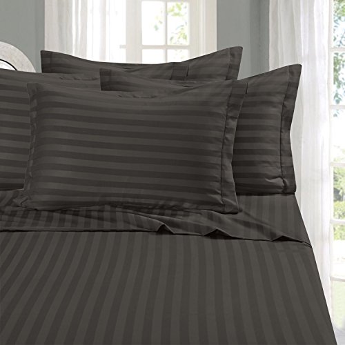 Elegant Comfort Softest and Coziest 4-Piece Sheet Set - 1500 Premium Hotel Quality Microfiber - Luxurious Wrinkle Resistant 4-Piece Damask Stripe Bed Sheet Set, Twin XL, Grey