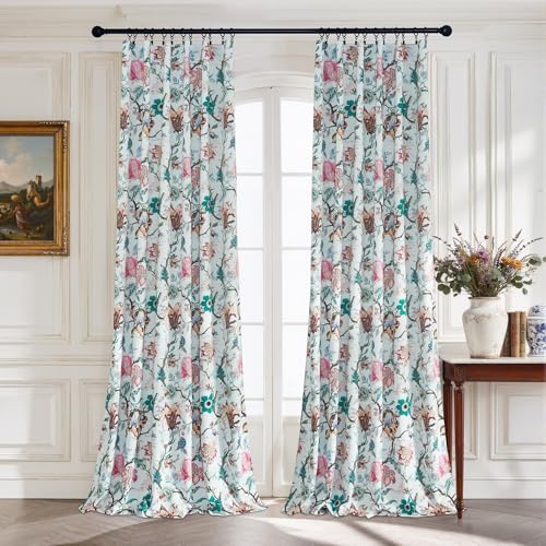StangH Floral Blackout Curtains Vividly Lifelike Printed Pattern Thermal Insulation Privacy Window Treatment for Balcony/Sliding Door/Living Room/Bedroom???Coral Red???W52xL84 Inches???2 Panels