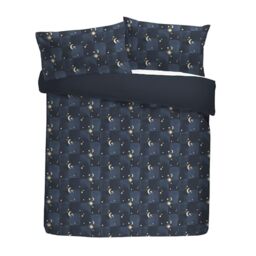 Fusion Snug Cosmic Star Duvet Cover Set, 100% Polyester, Super-King 260x220cm, Navy, Fleece and Sherpa, Moon and Stars Pattern